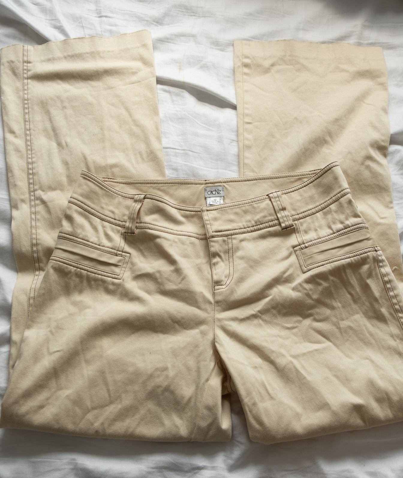 Wide leg cream trousers