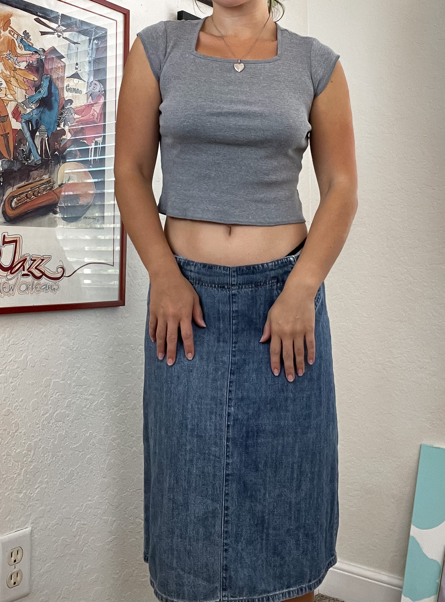 DKNY Jean midi skirt