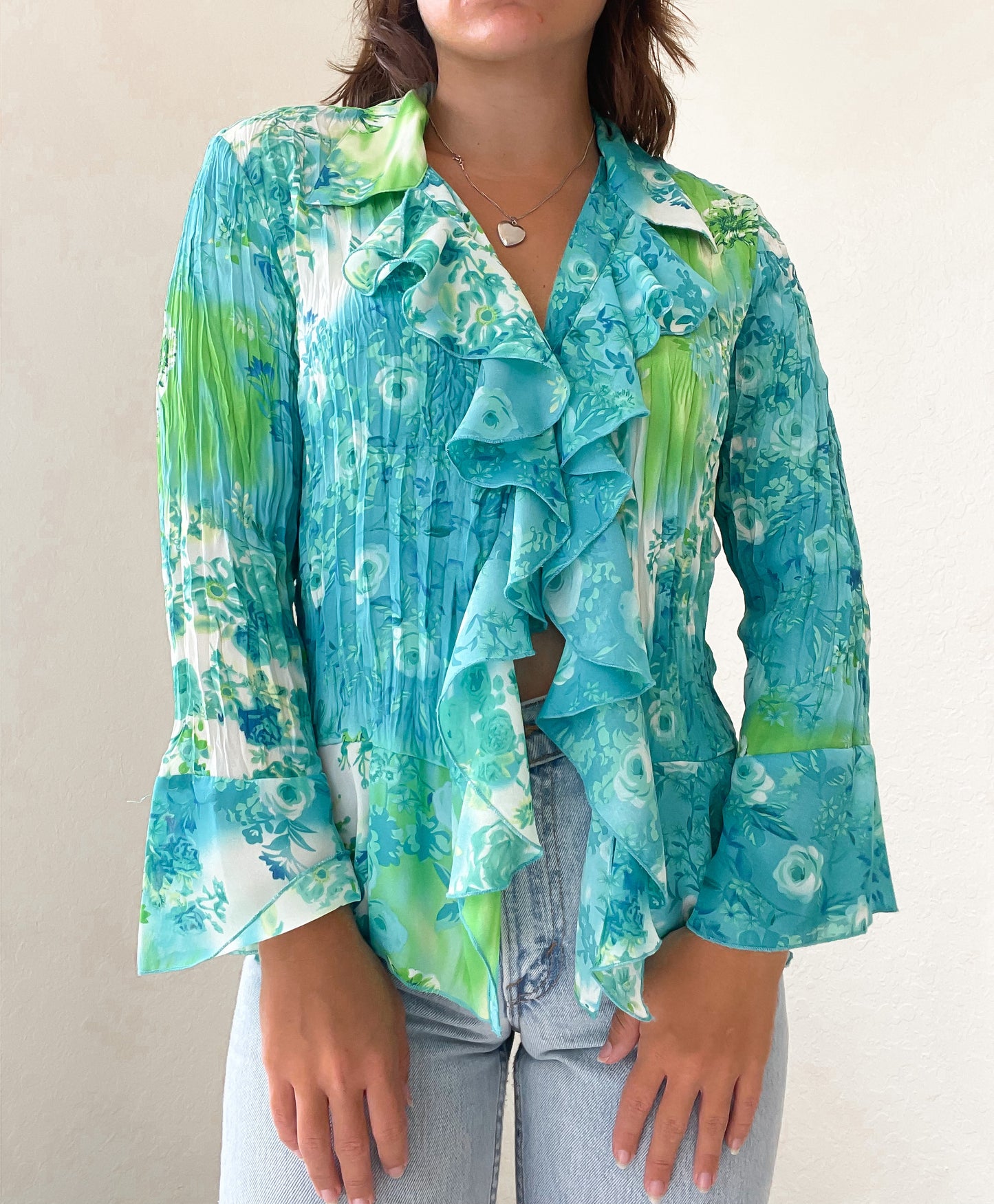 Frill front button up blouse