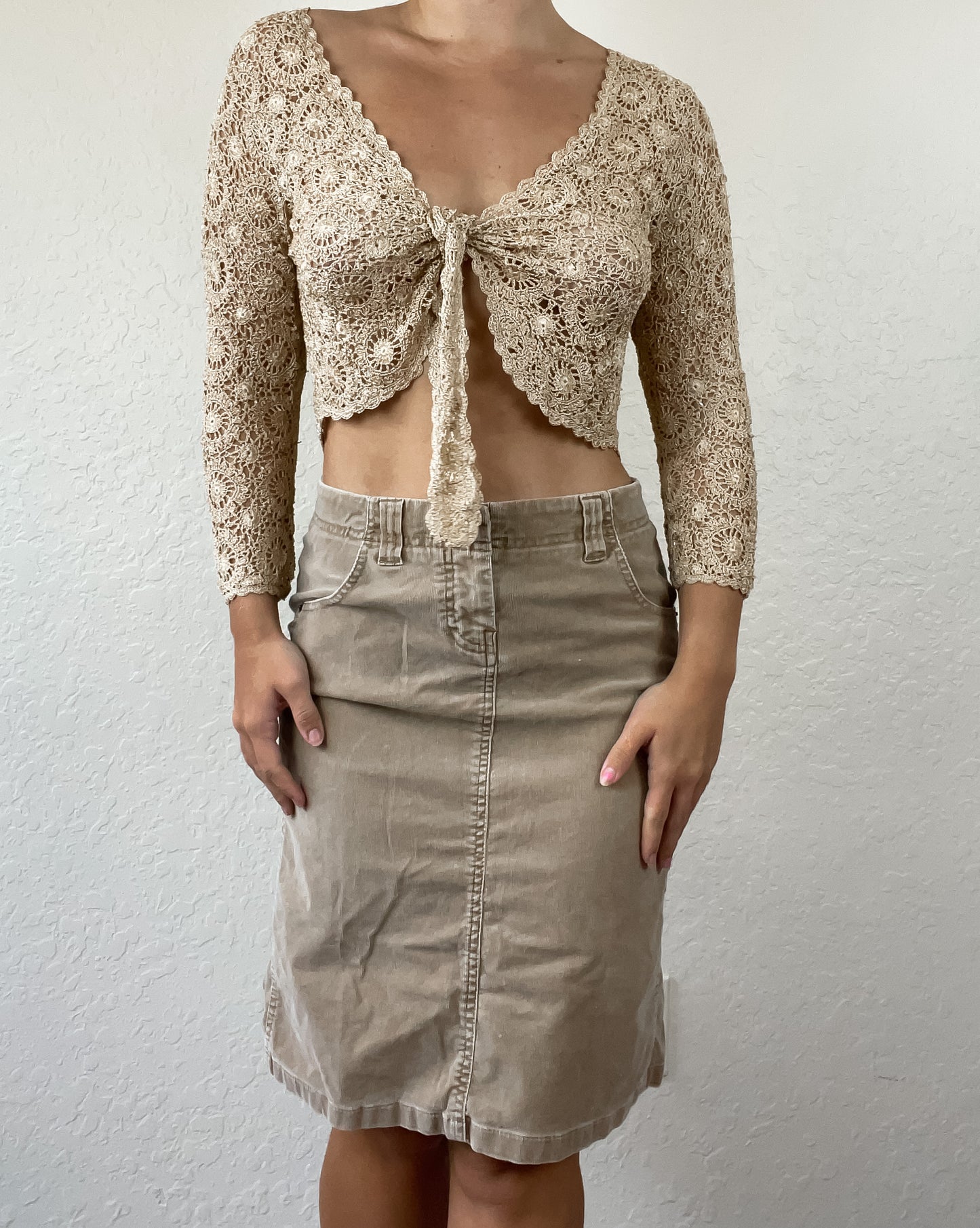 Corduroy midi skirt