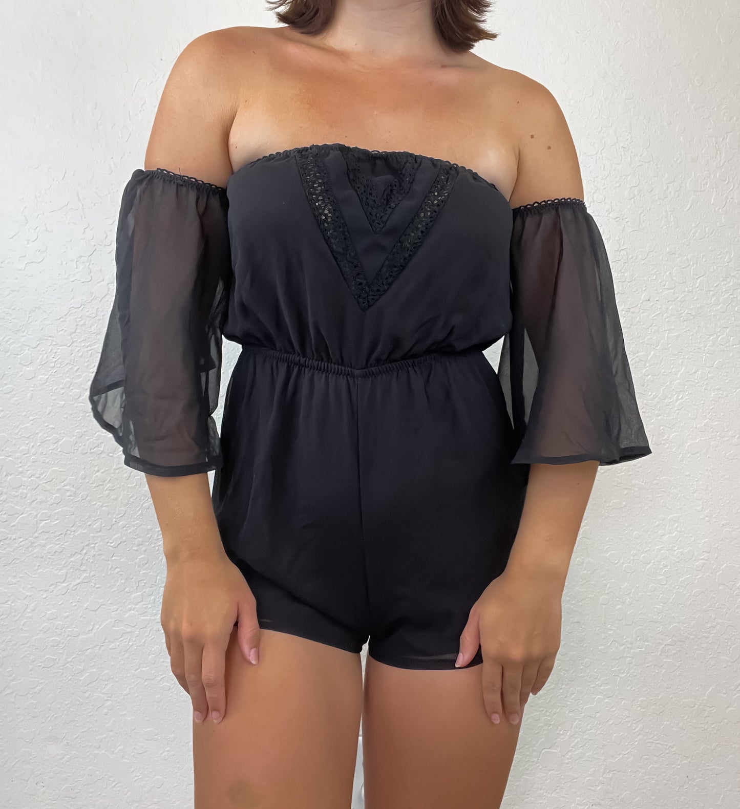 Black off the shoulder romper
