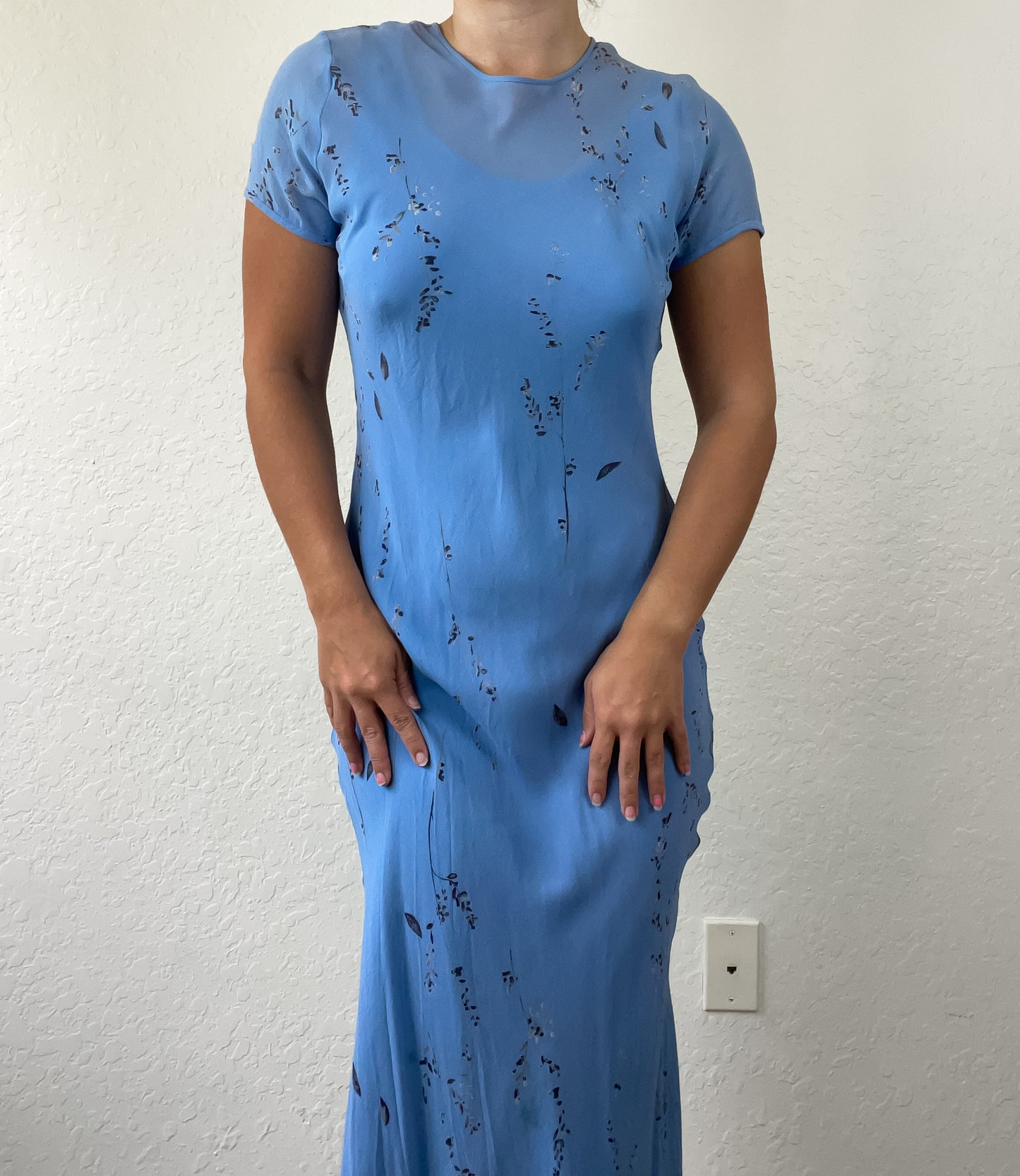 90s double lined floral maxi dress