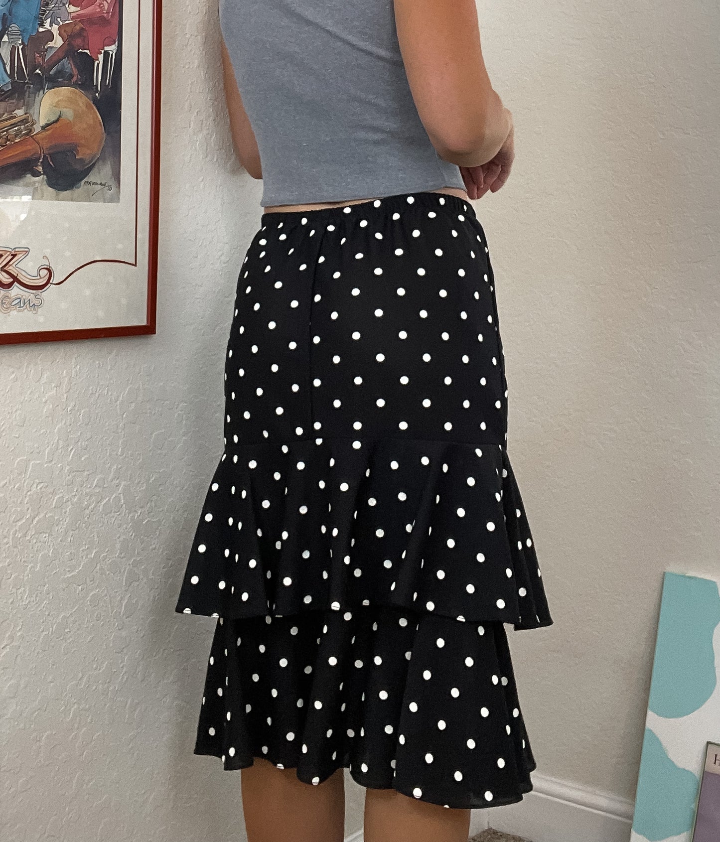 90s polka dot midi skirt