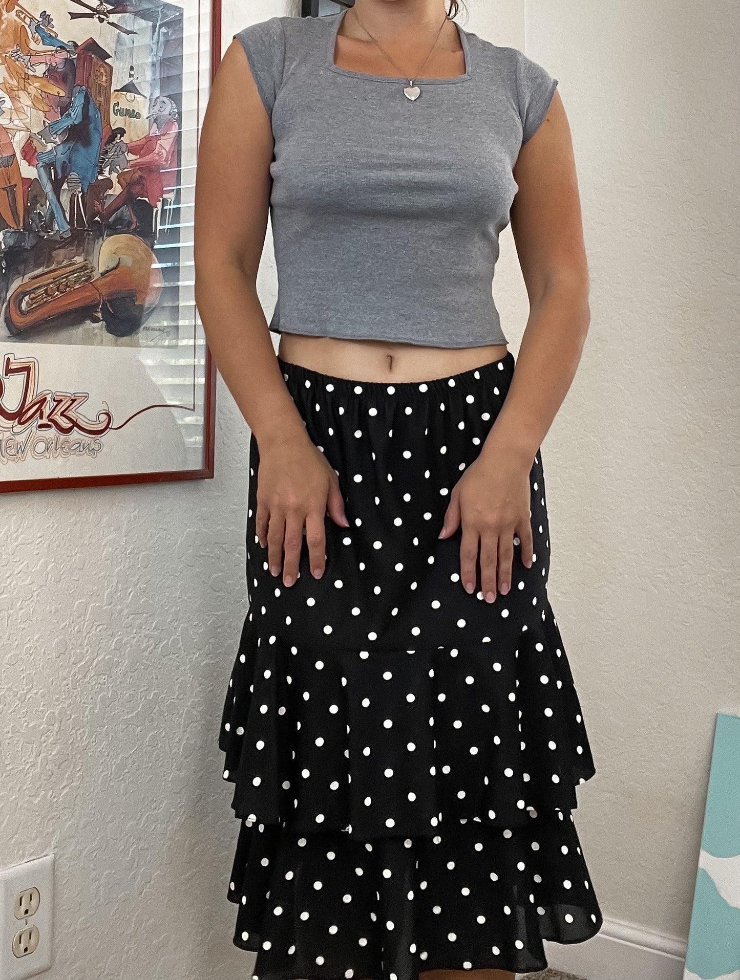 90s polka dot midi skirt