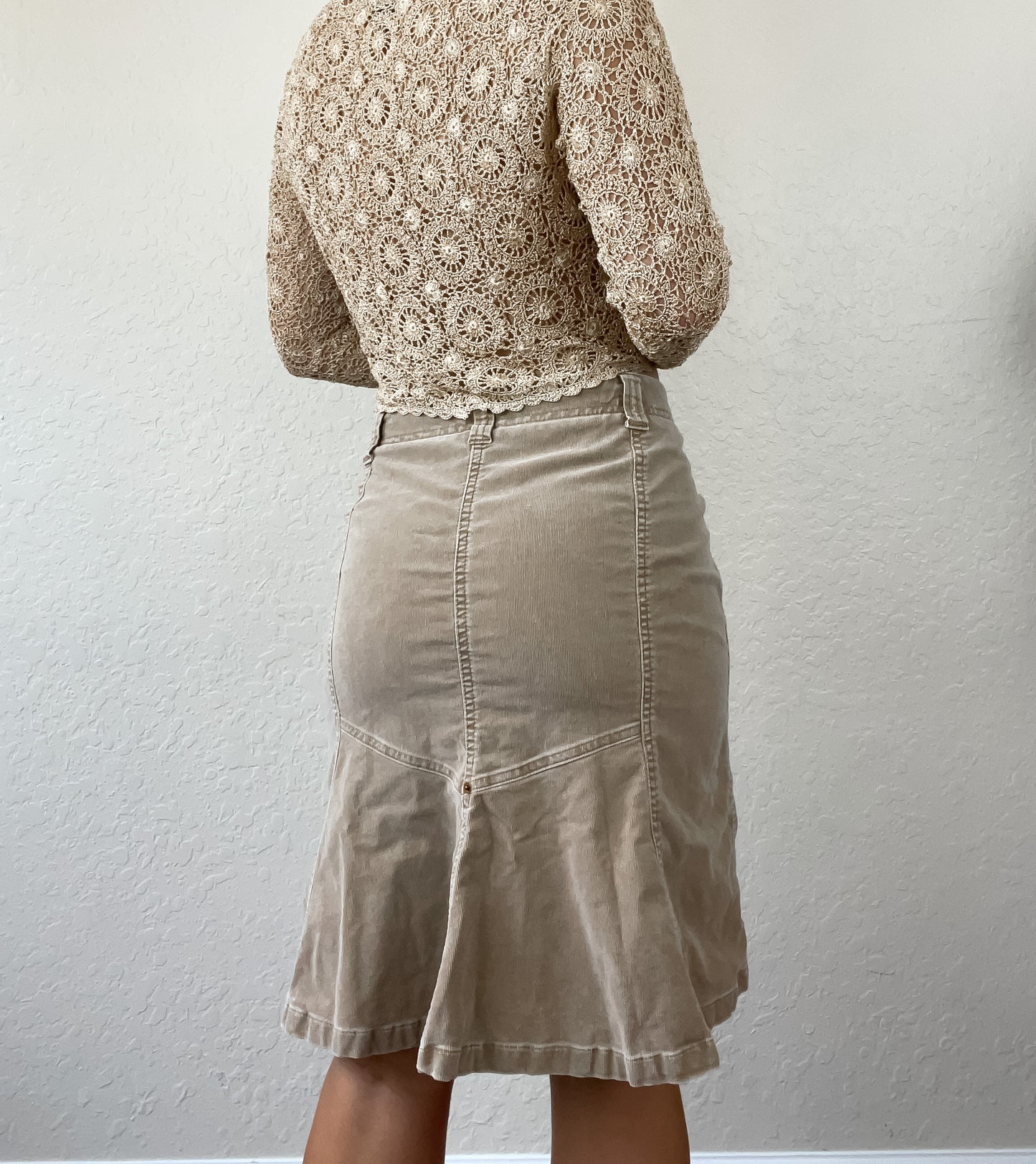 Corduroy midi skirt