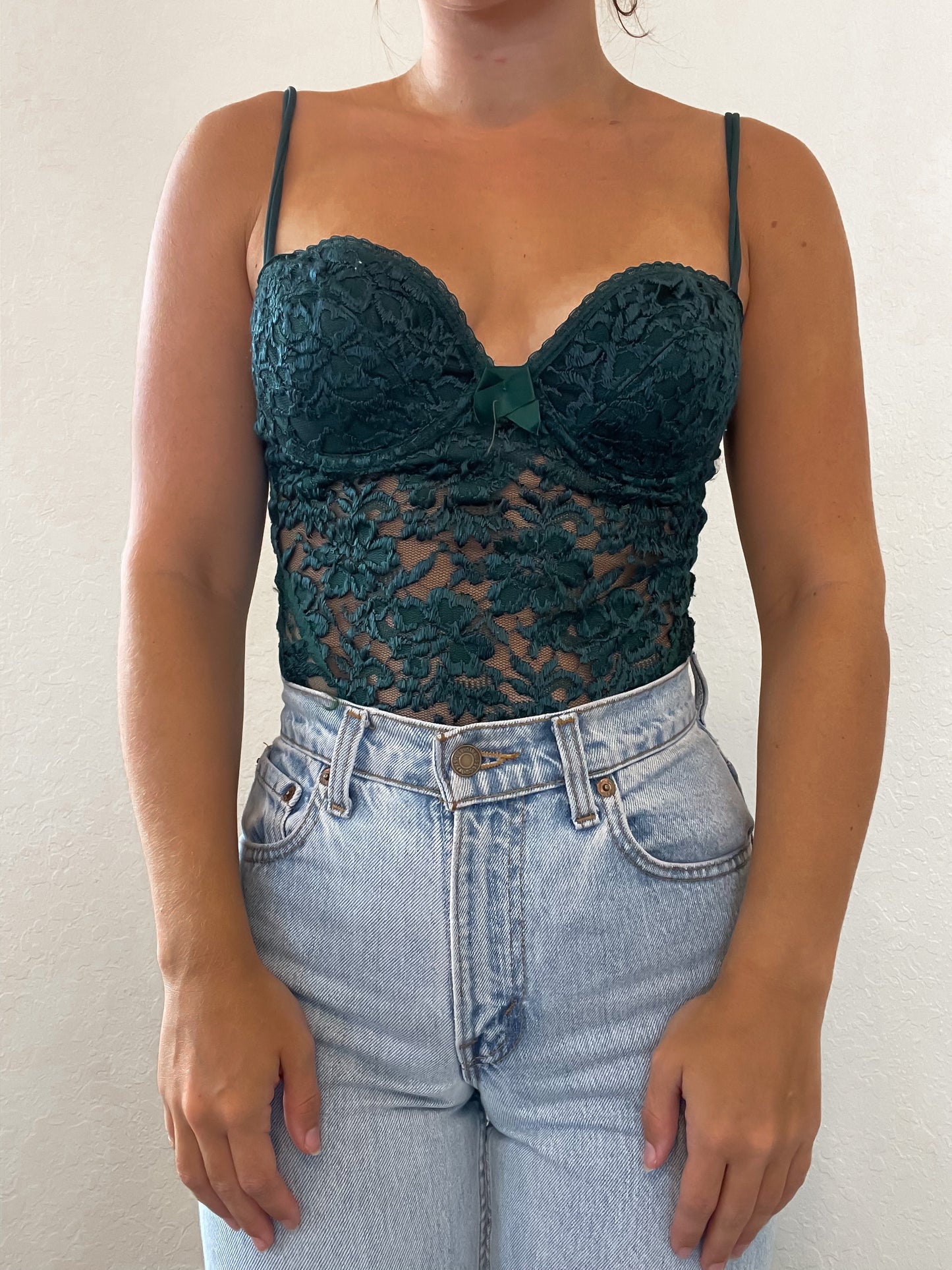 Gold label VS emerald lace bodysuit