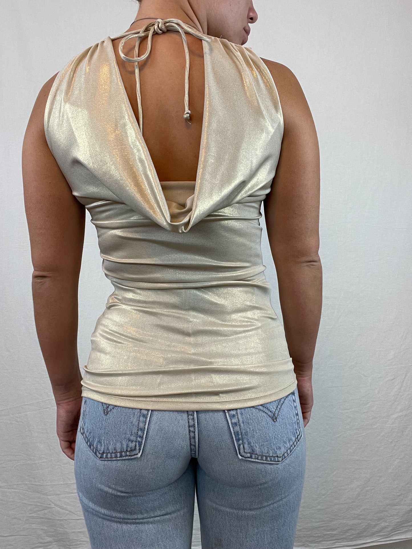 Y2k ruched cowl neck top