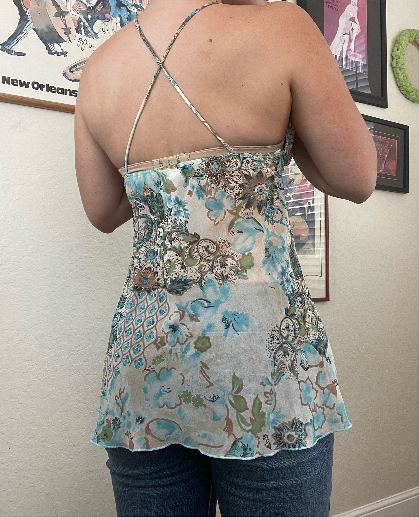 Y2k ‘steps’ floral top