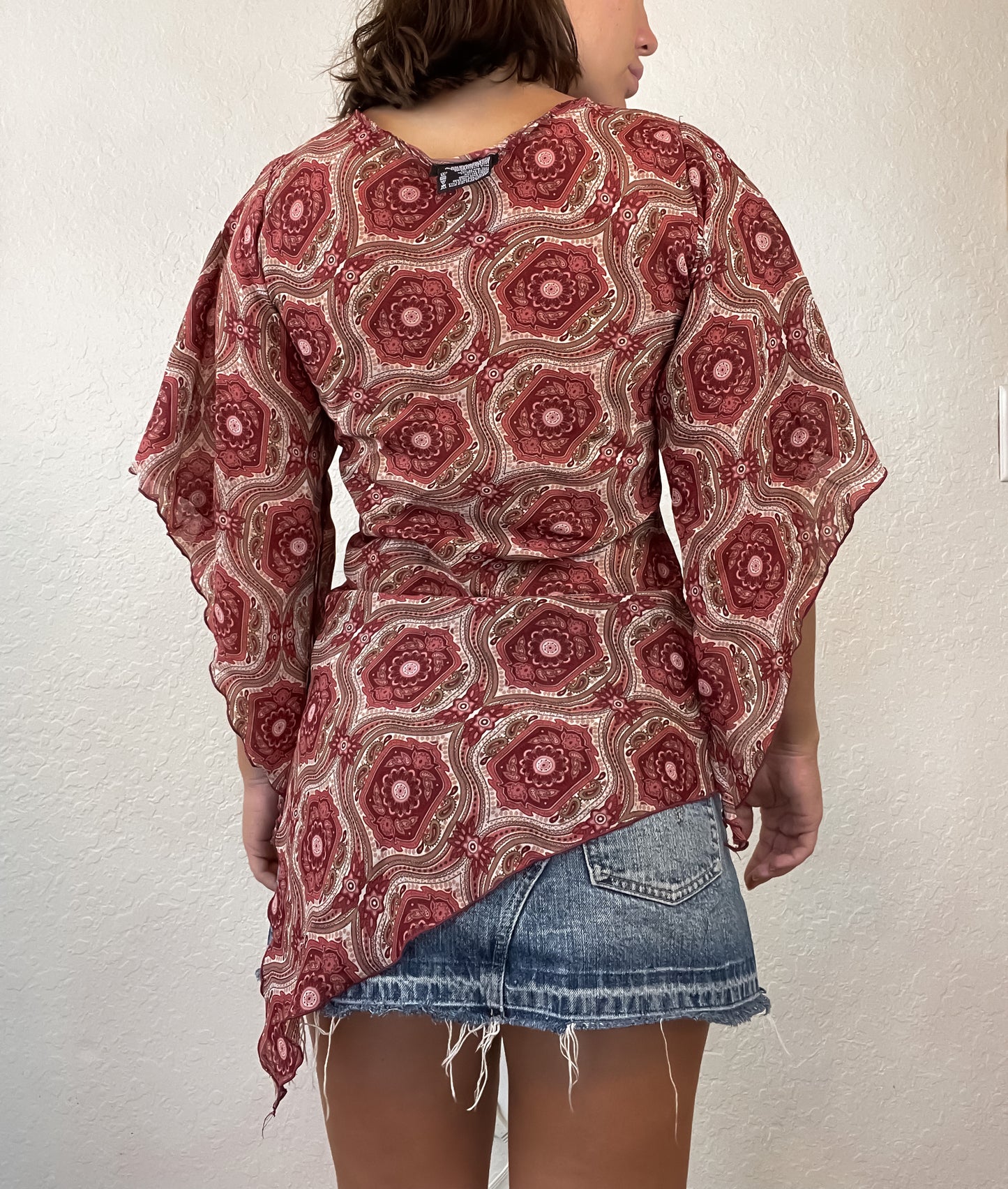 Y2k asymmetrical sheer top