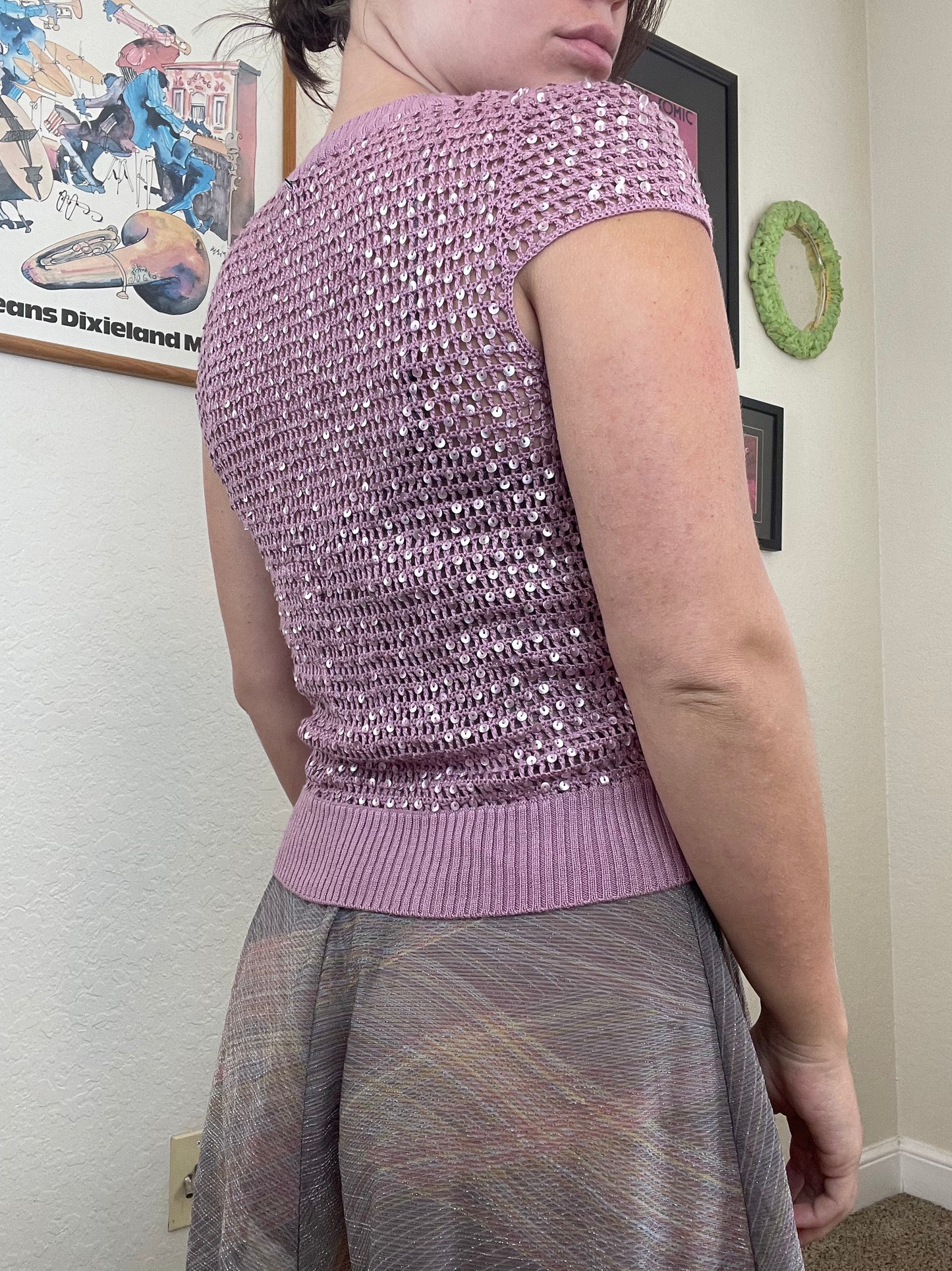 Y2k pink sequin bolero top