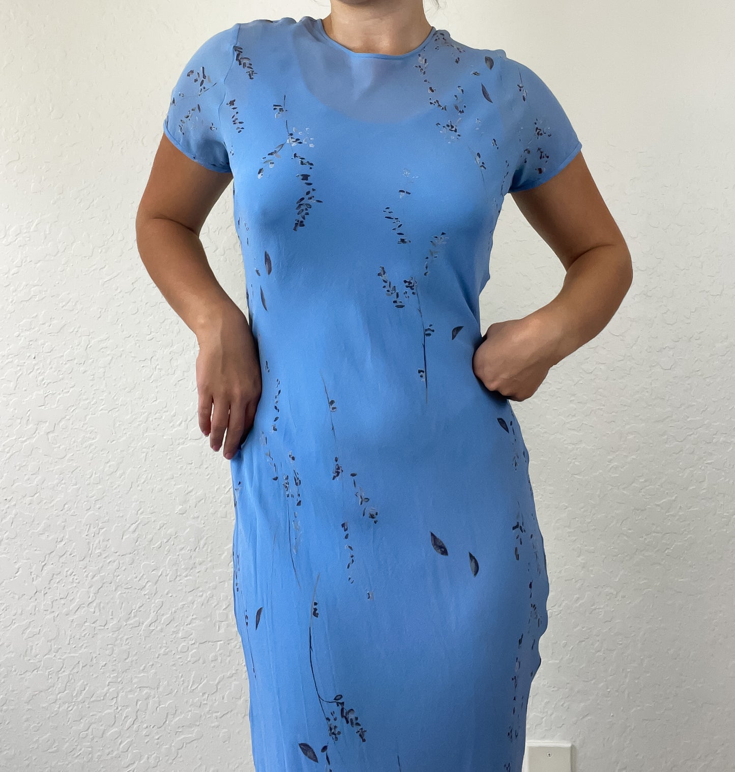 90s double lined floral maxi dress