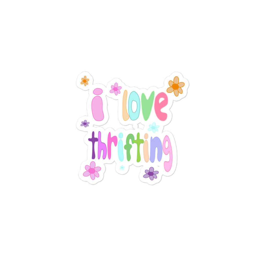 i love thrifting flower sticker