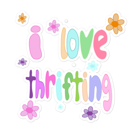 i love thrifting flower sticker