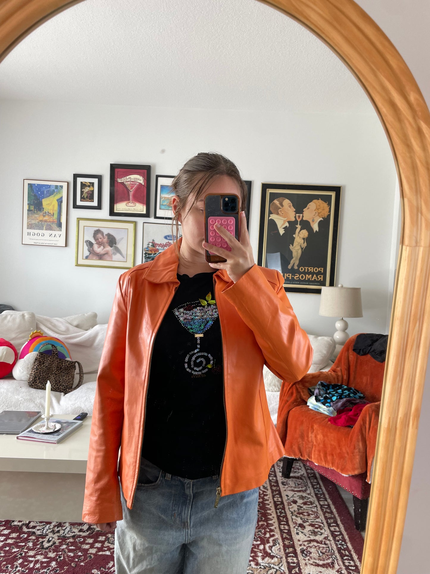 Orange leather jacket