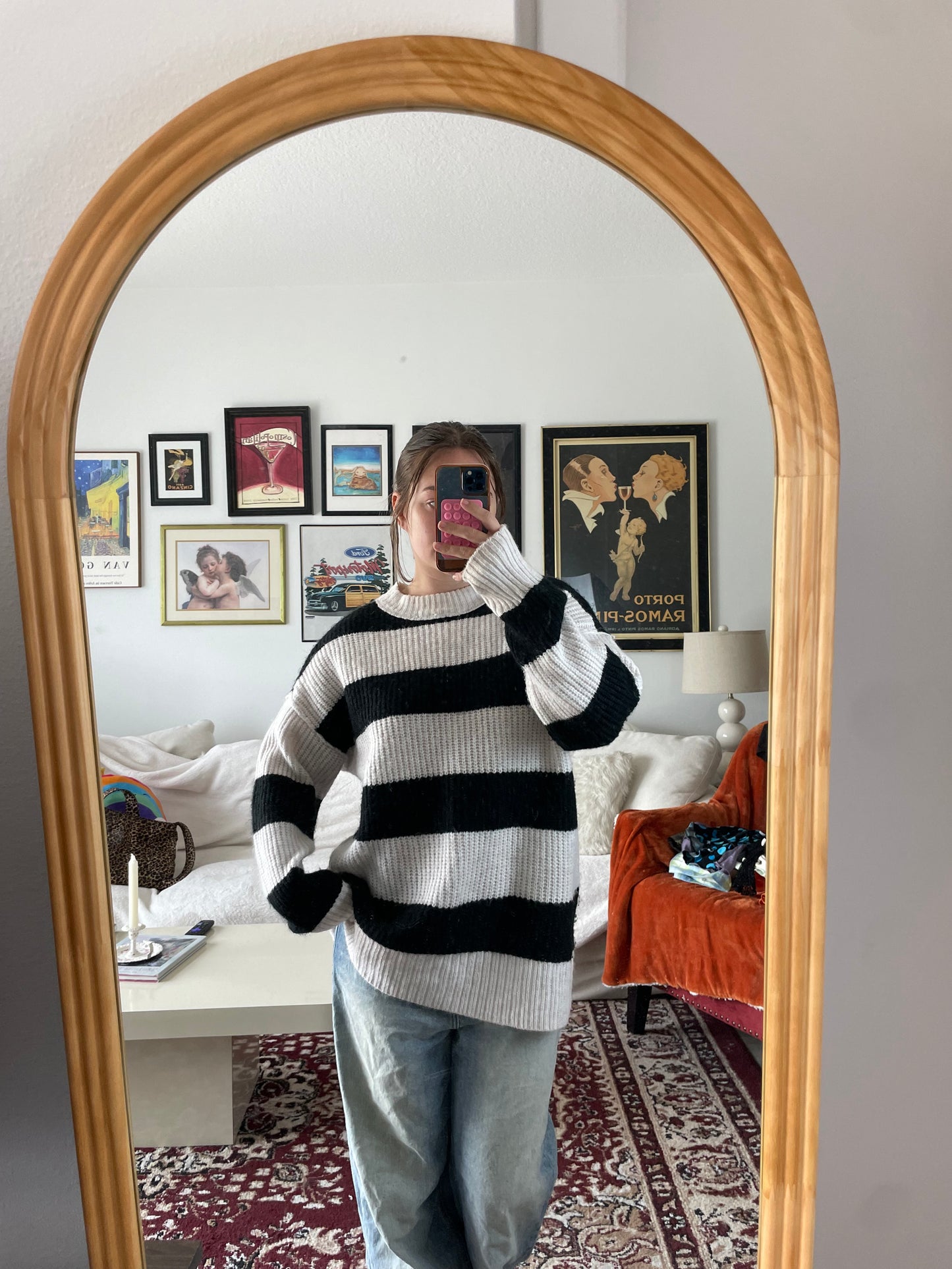 Black striped chunky sweater