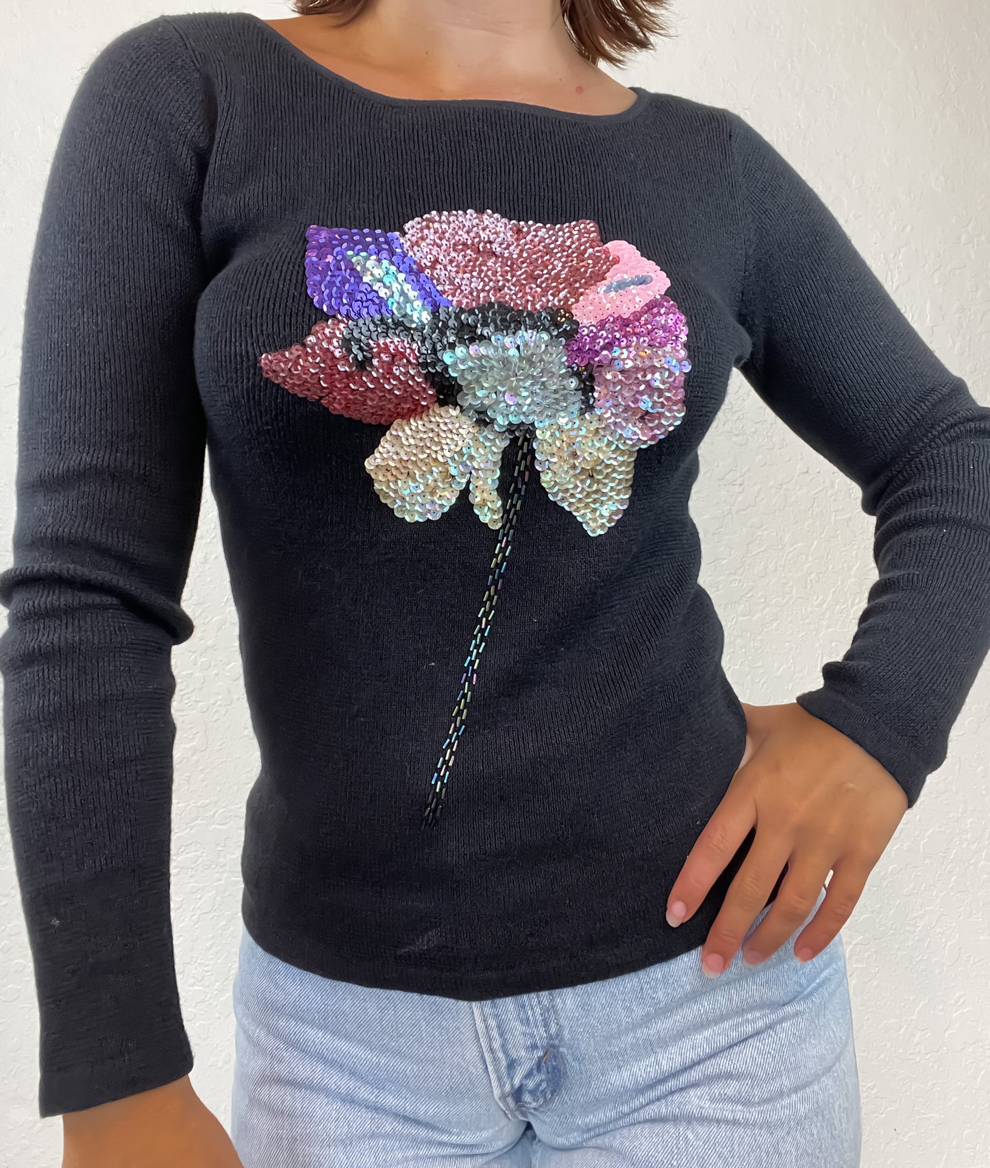 90s cache flower sweater