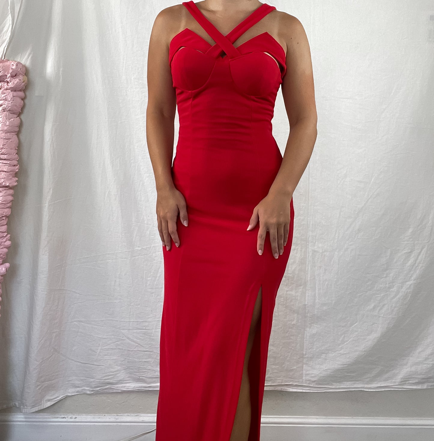 90s PEEP red formal dress