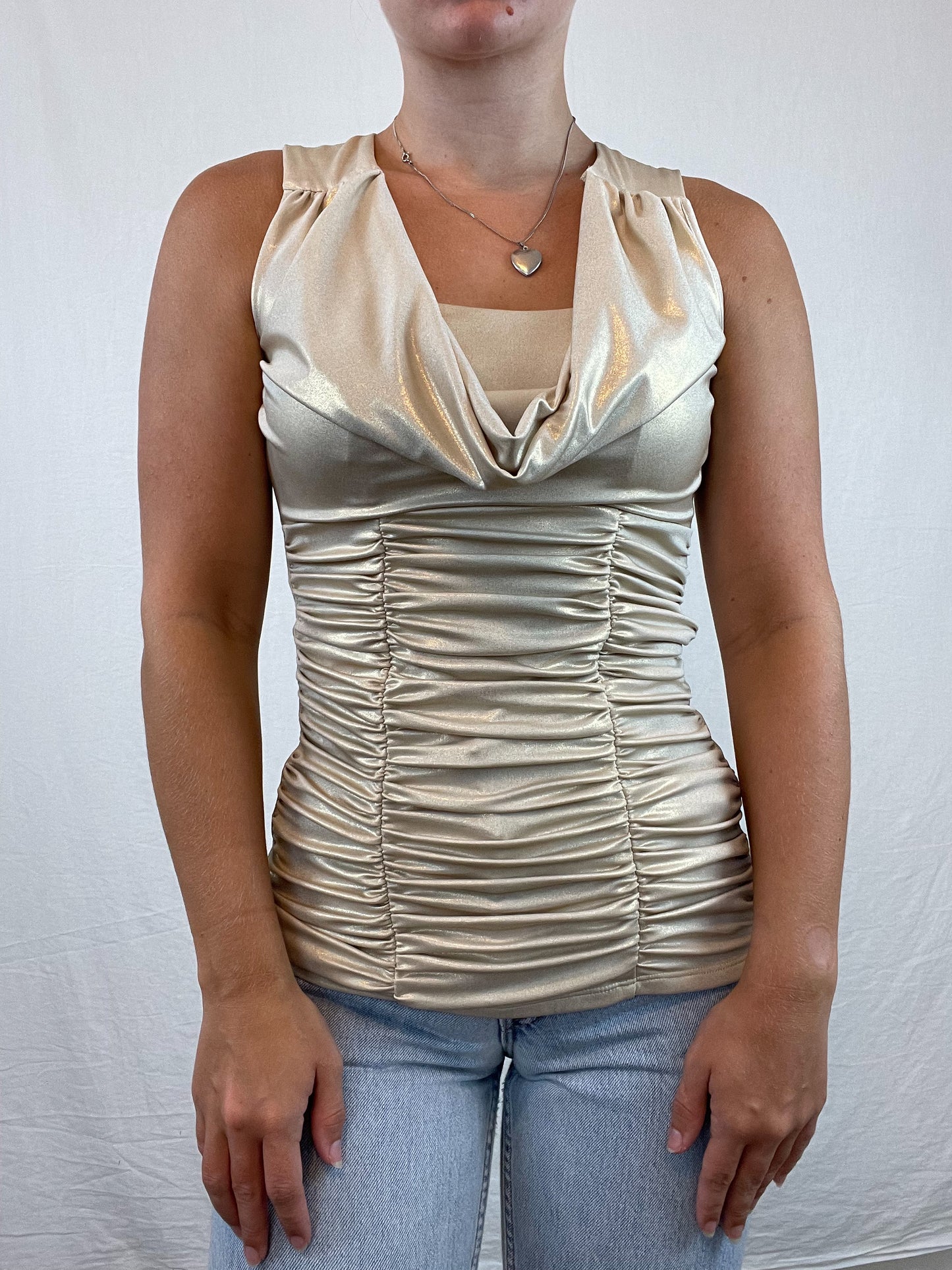 Y2k ruched cowl neck top