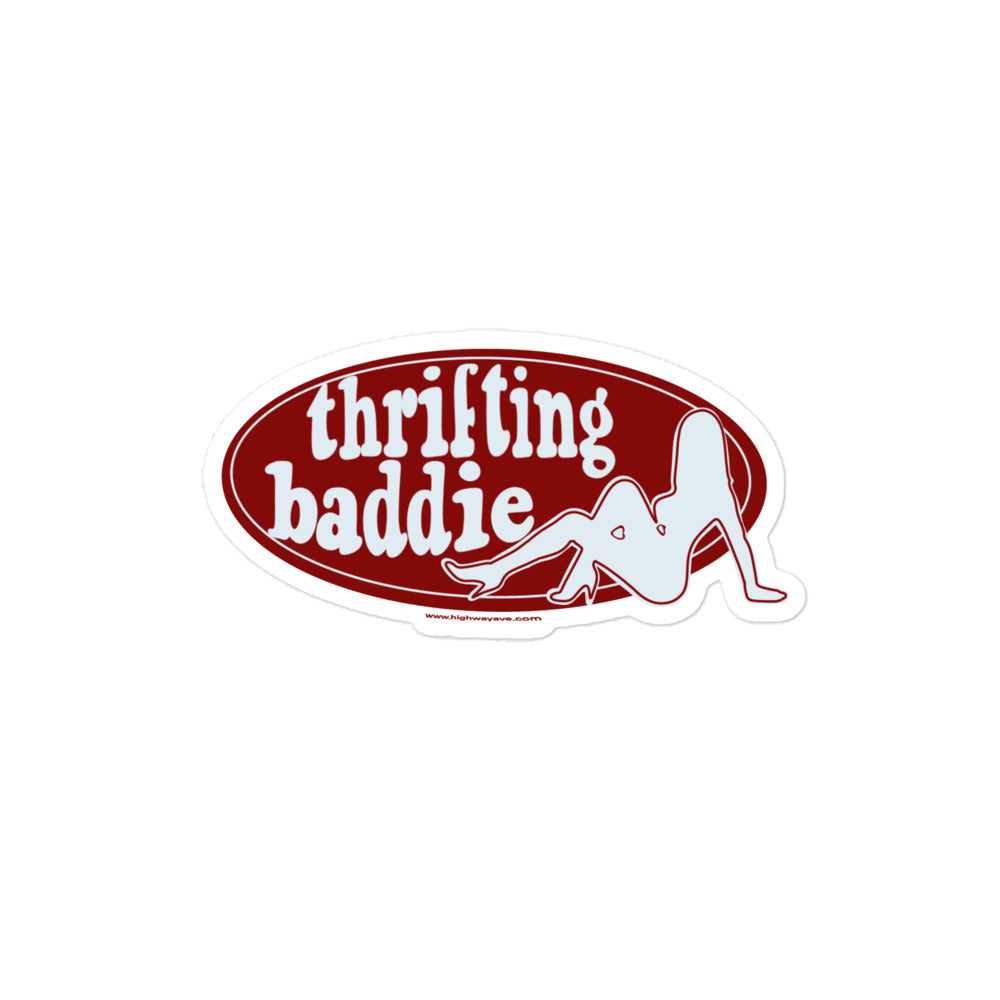 'thrifting baddie' sticker