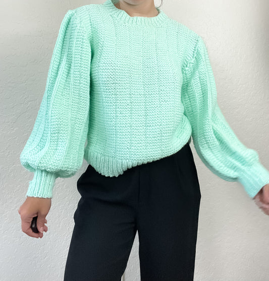 Mint hand knit sweater