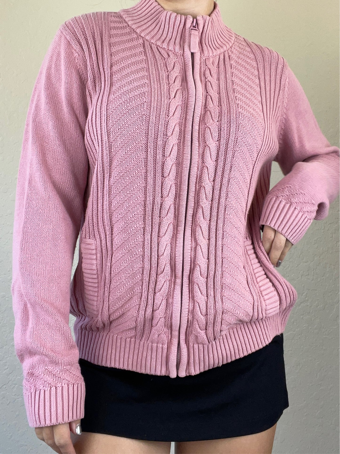 Y2k Pink knit zip