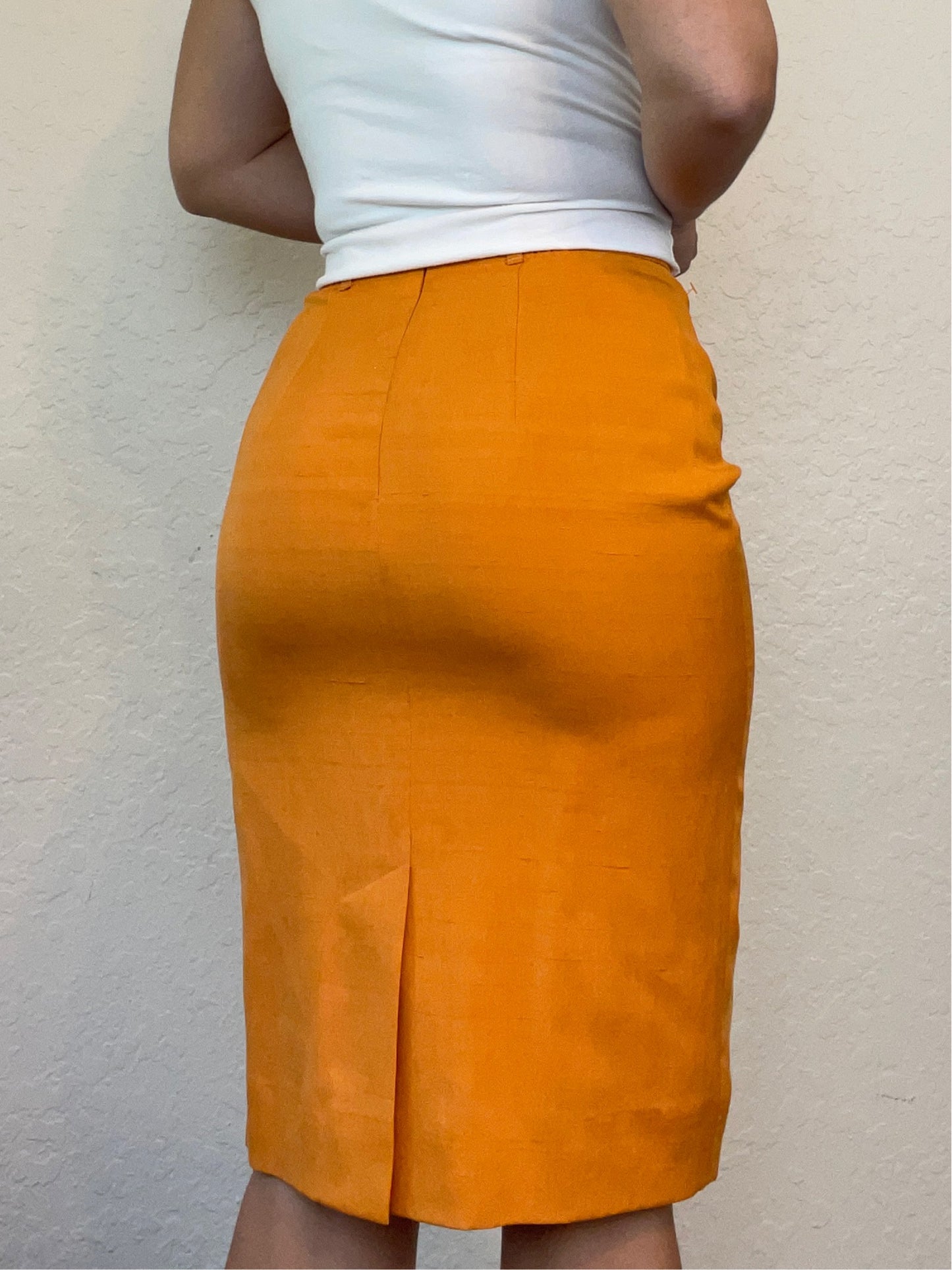 Orange 70s midi skirt