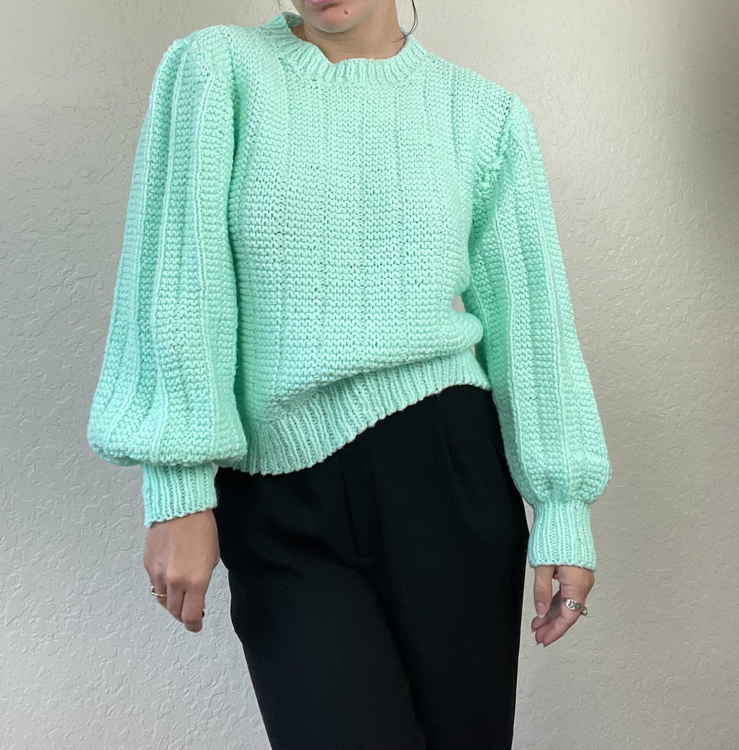 Mint hand knit sweater