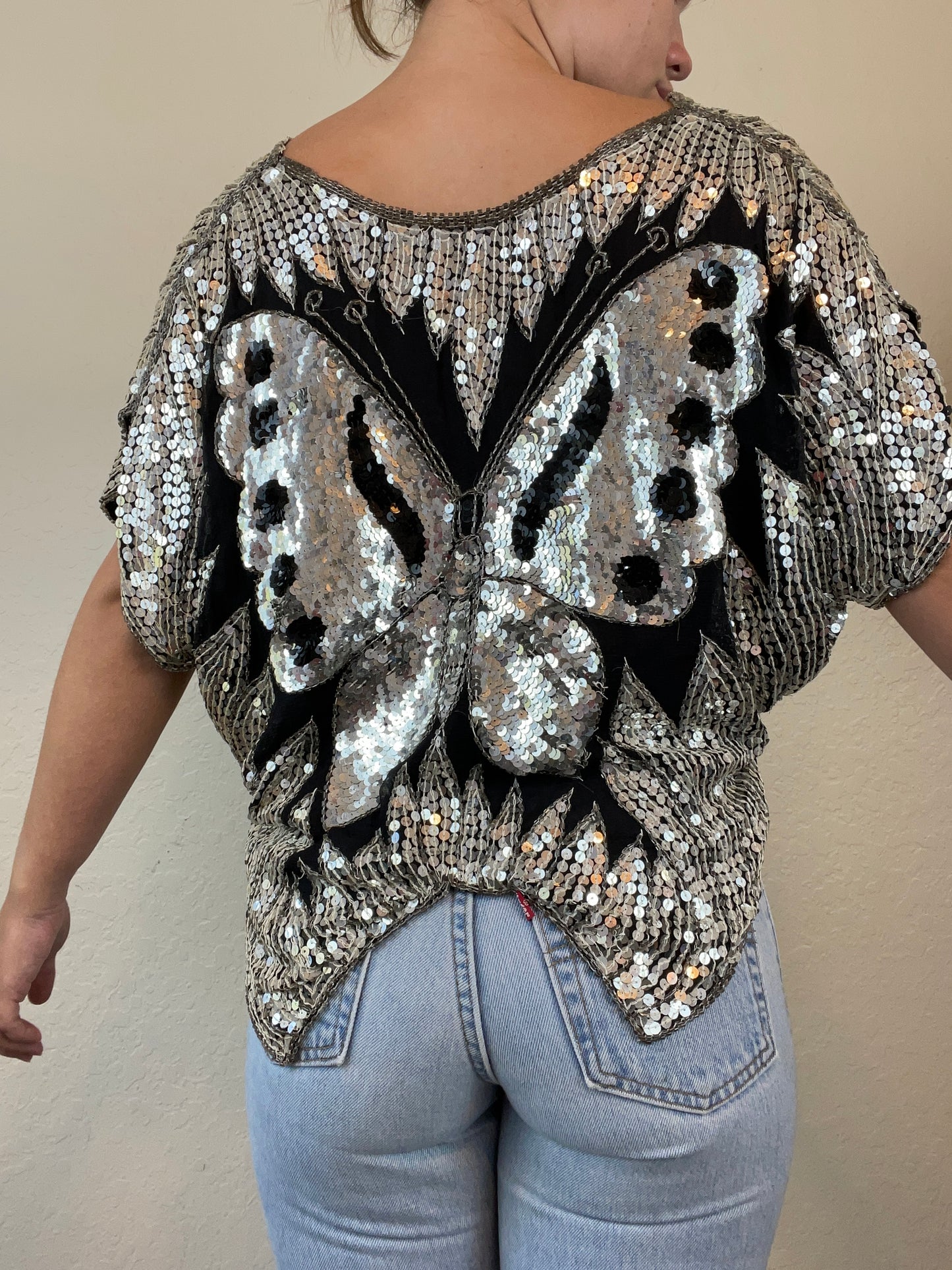 90s sequin butterfly poncho