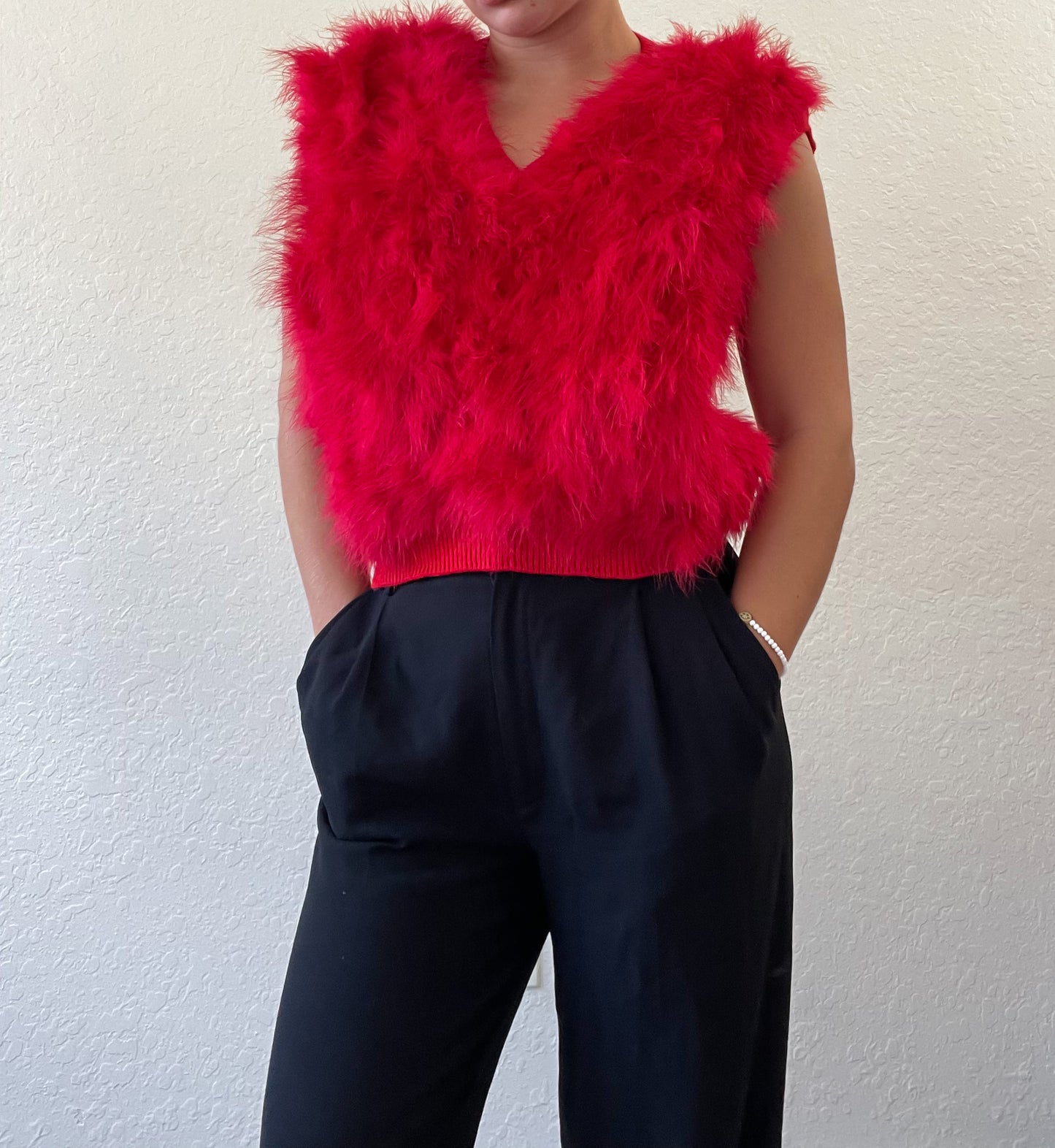 Red feather vest