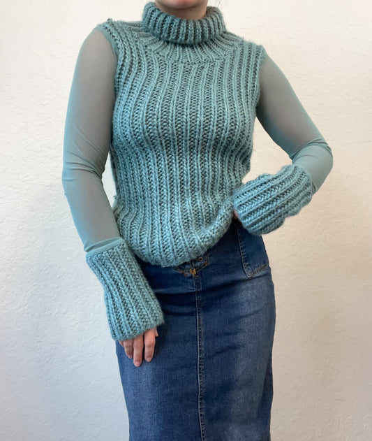 Mesh turtleneck sweater