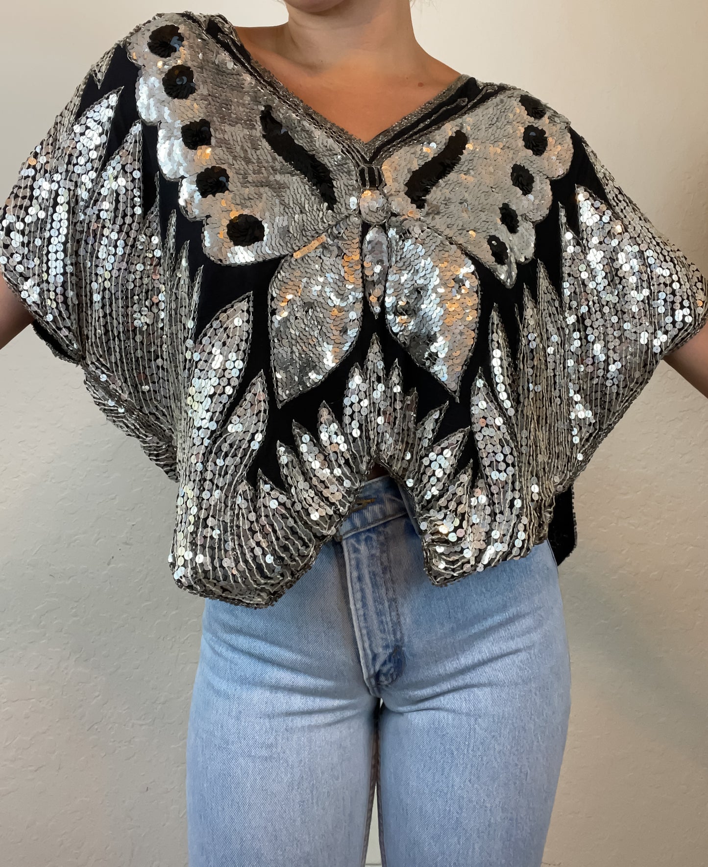 90s sequin butterfly poncho