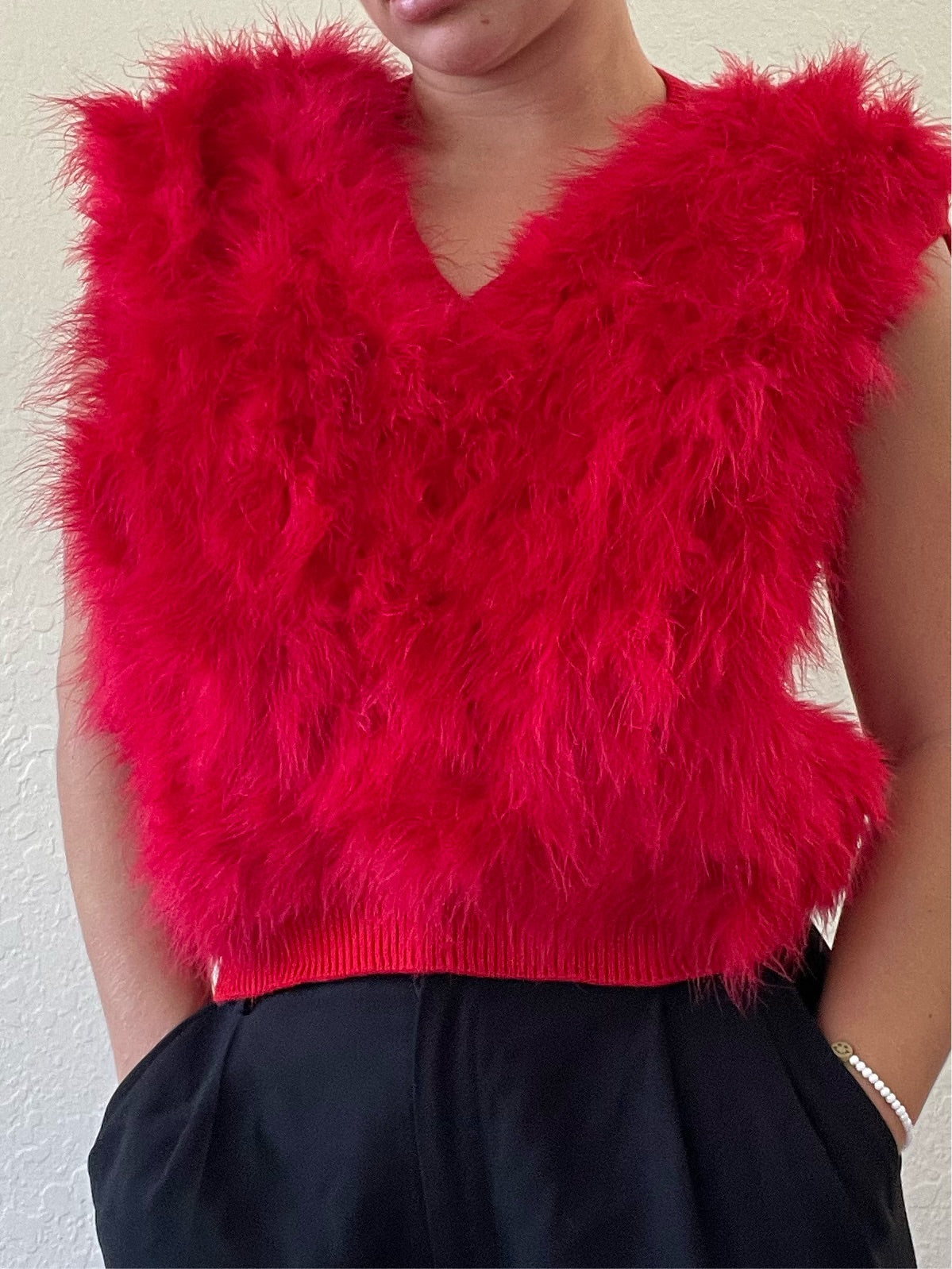 Red feather vest