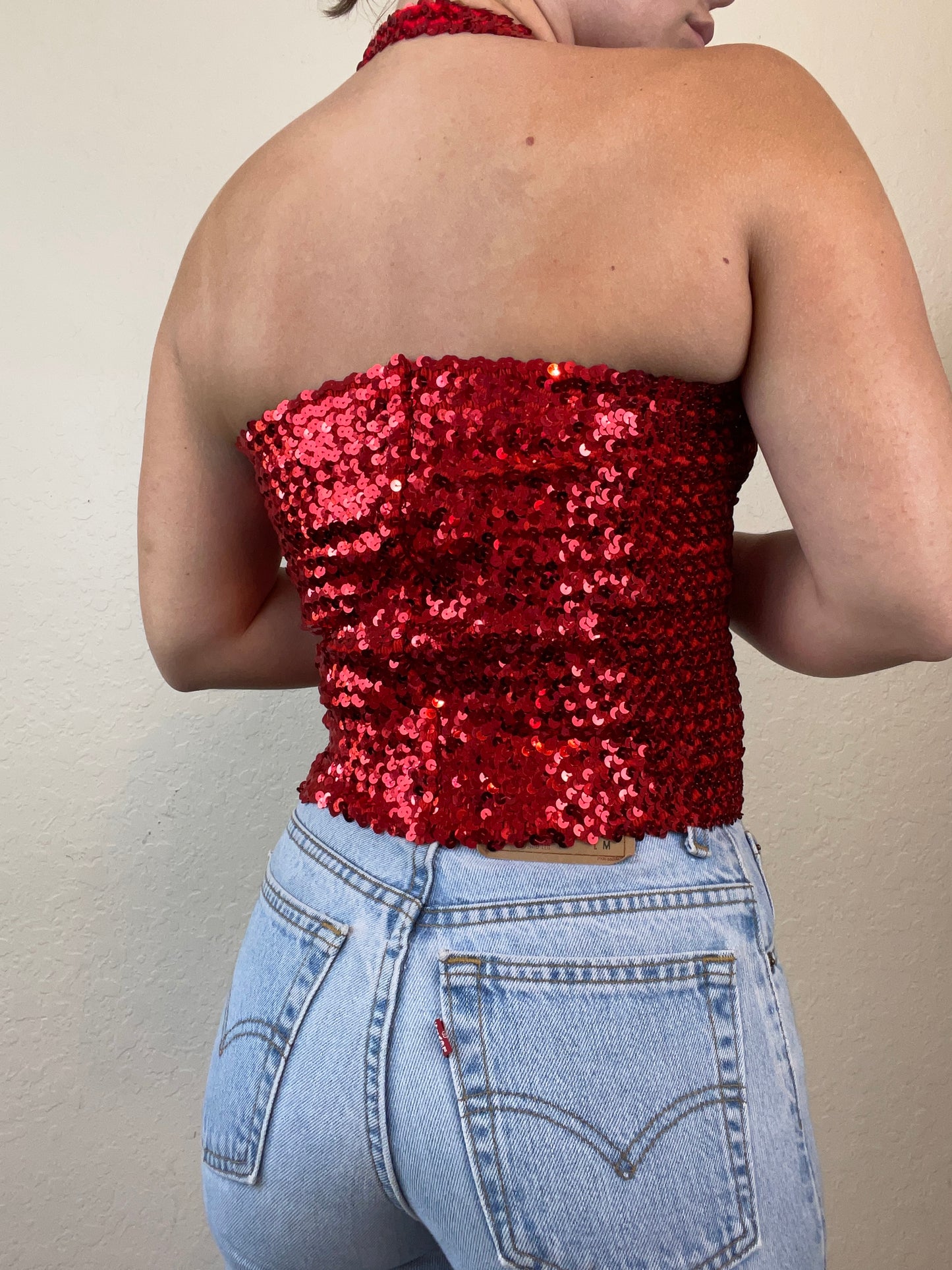 90s sequin Frederick’s of Hollywood halter top