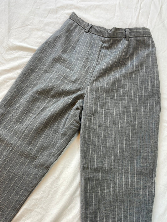 Gray pinstriped trousers