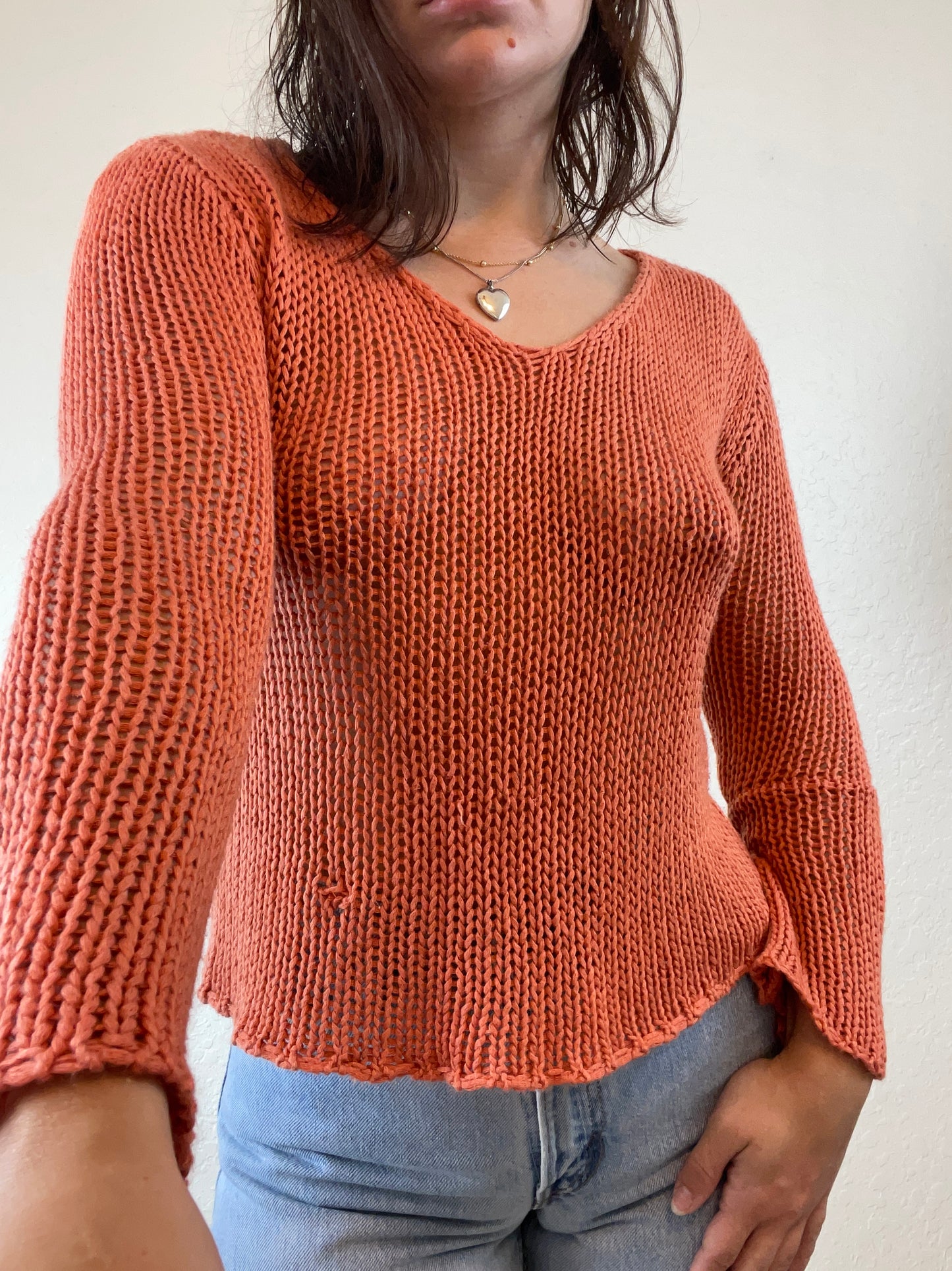 Orange crochet sweater