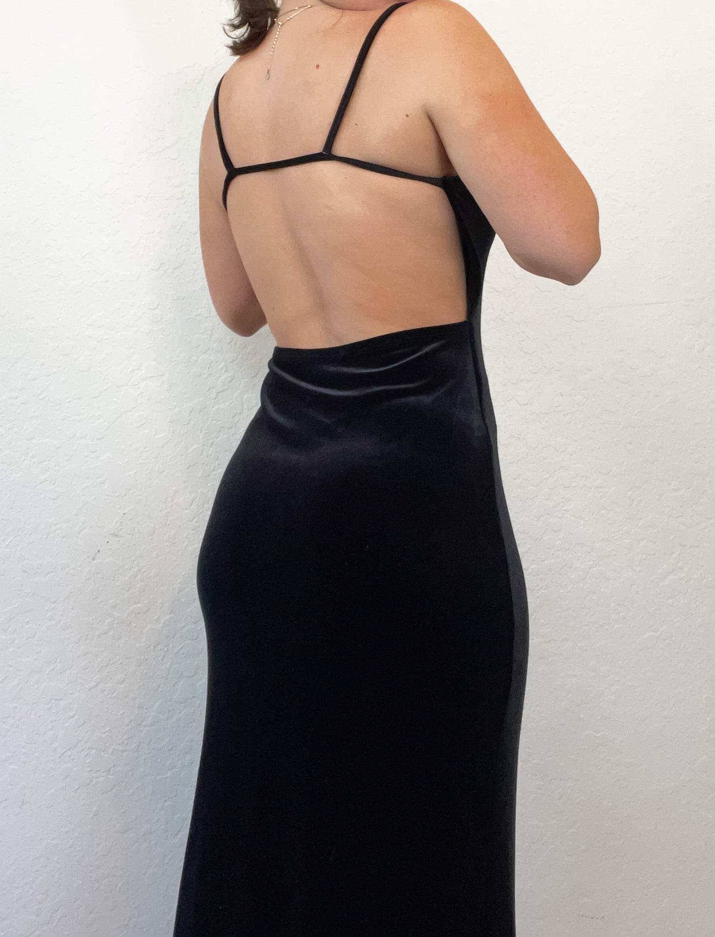 RL velvet backless gown