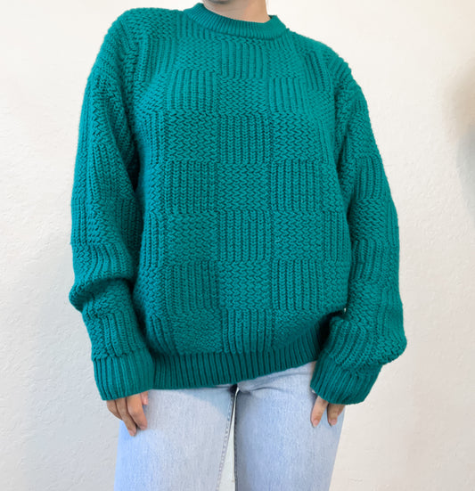 Teal checkered sweater