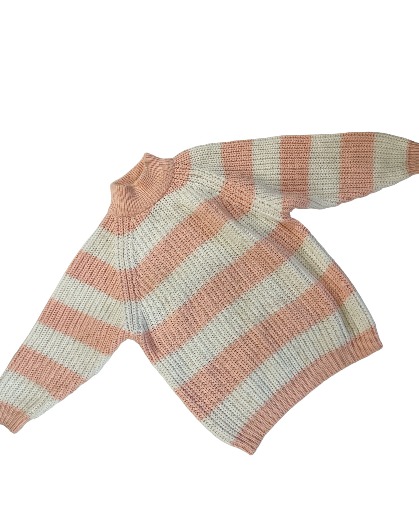 Chunky striped mock neck knit sweater